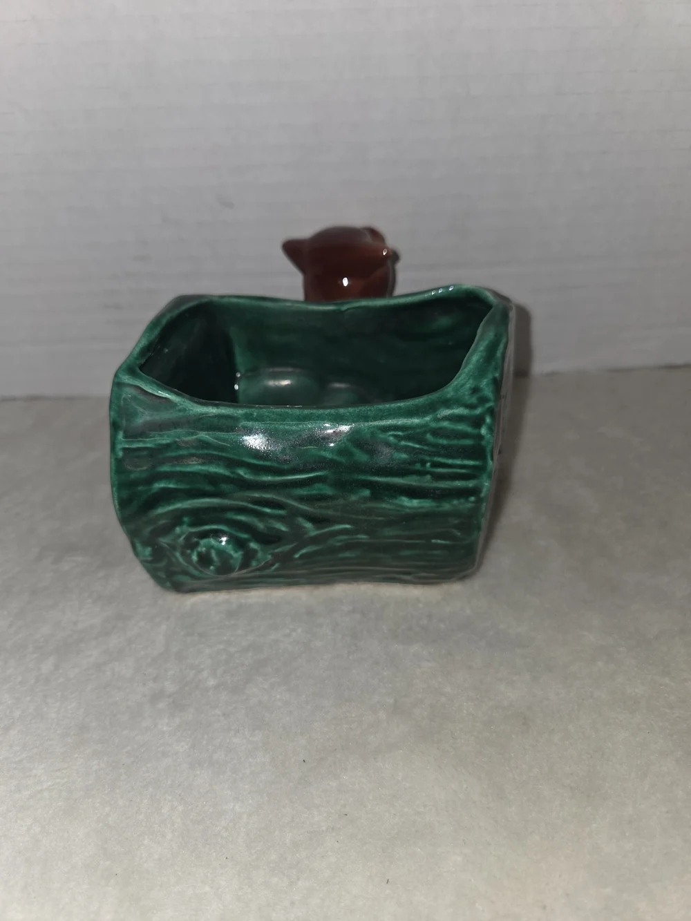 Vintage Early Pig Figurine Planter Pottery Ceramic Green Tan Flowers Succulents
